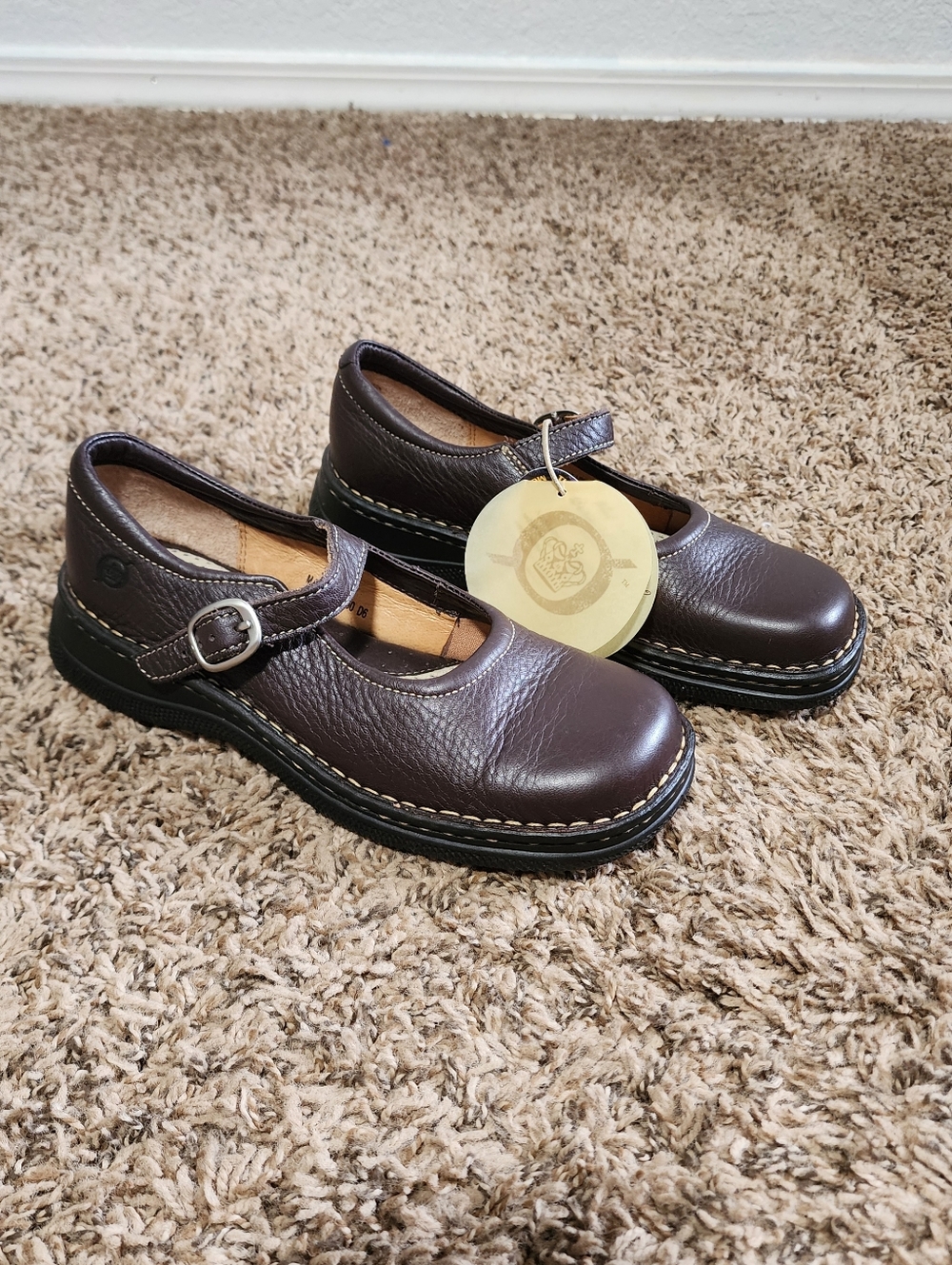 Girls Born Leather Mary Jane Brown Size 3 Adjustable Strap NWT Preppy